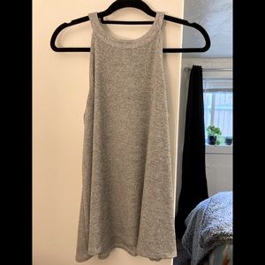 Ribbed Metallic Silver Swing Tank Plus Size 00